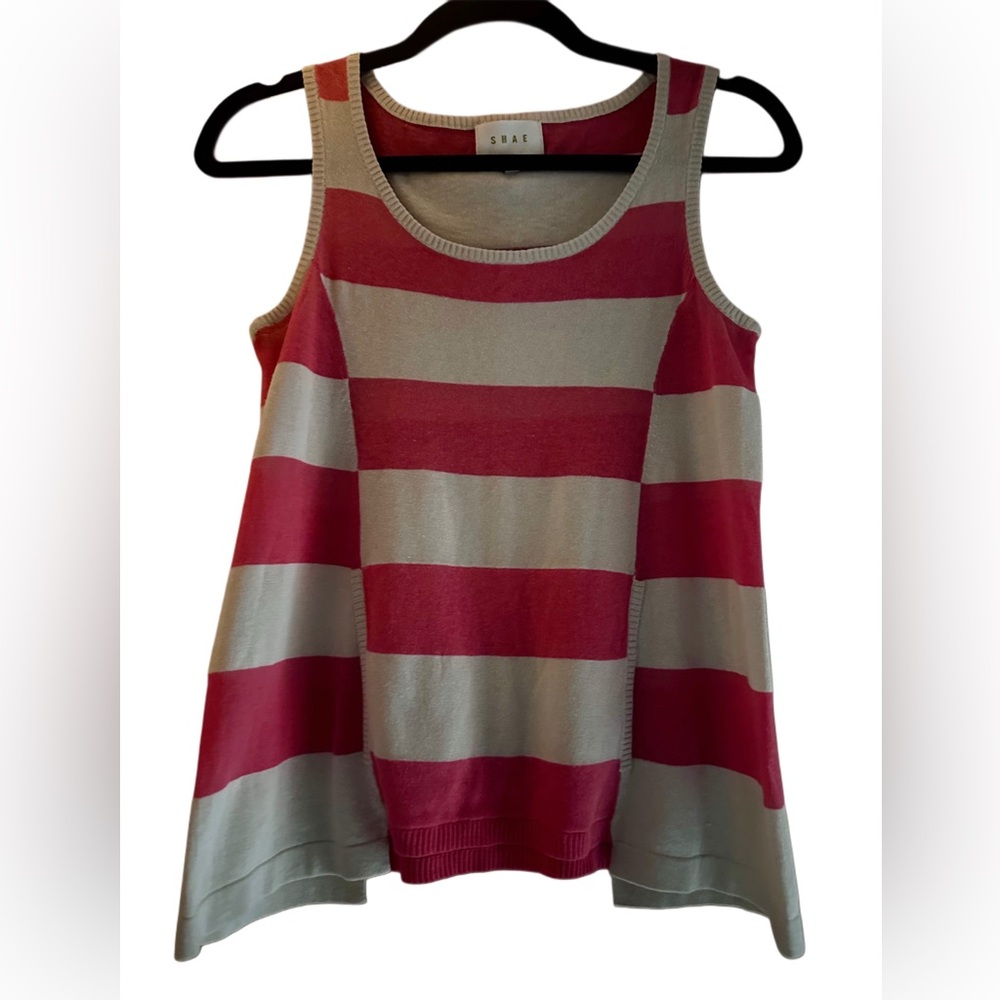 SHAE Striped coral  and Tan sweater knit Tank Top size S